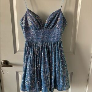 B Darlin Shimmering Blue Dress